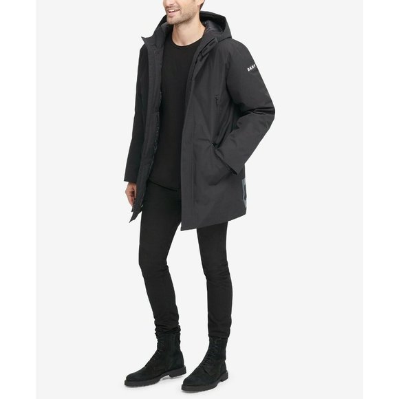 DKNY Men's Full-Length Hooded Parka - Size Medium - Picture 4 of 12